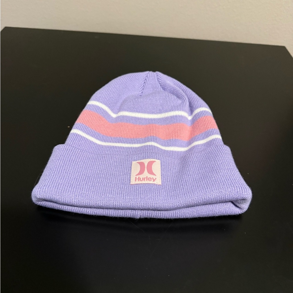 Hurley Lavender and Pink Striped Beanie